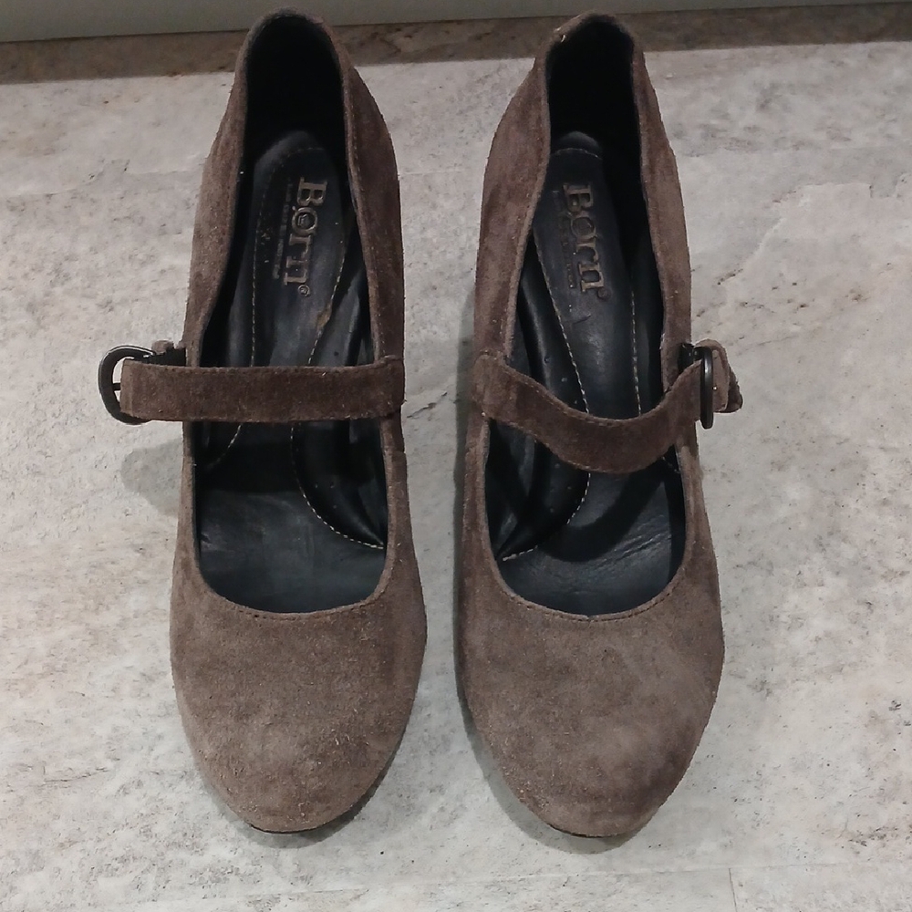 Dark Gray Born Suede Wedges